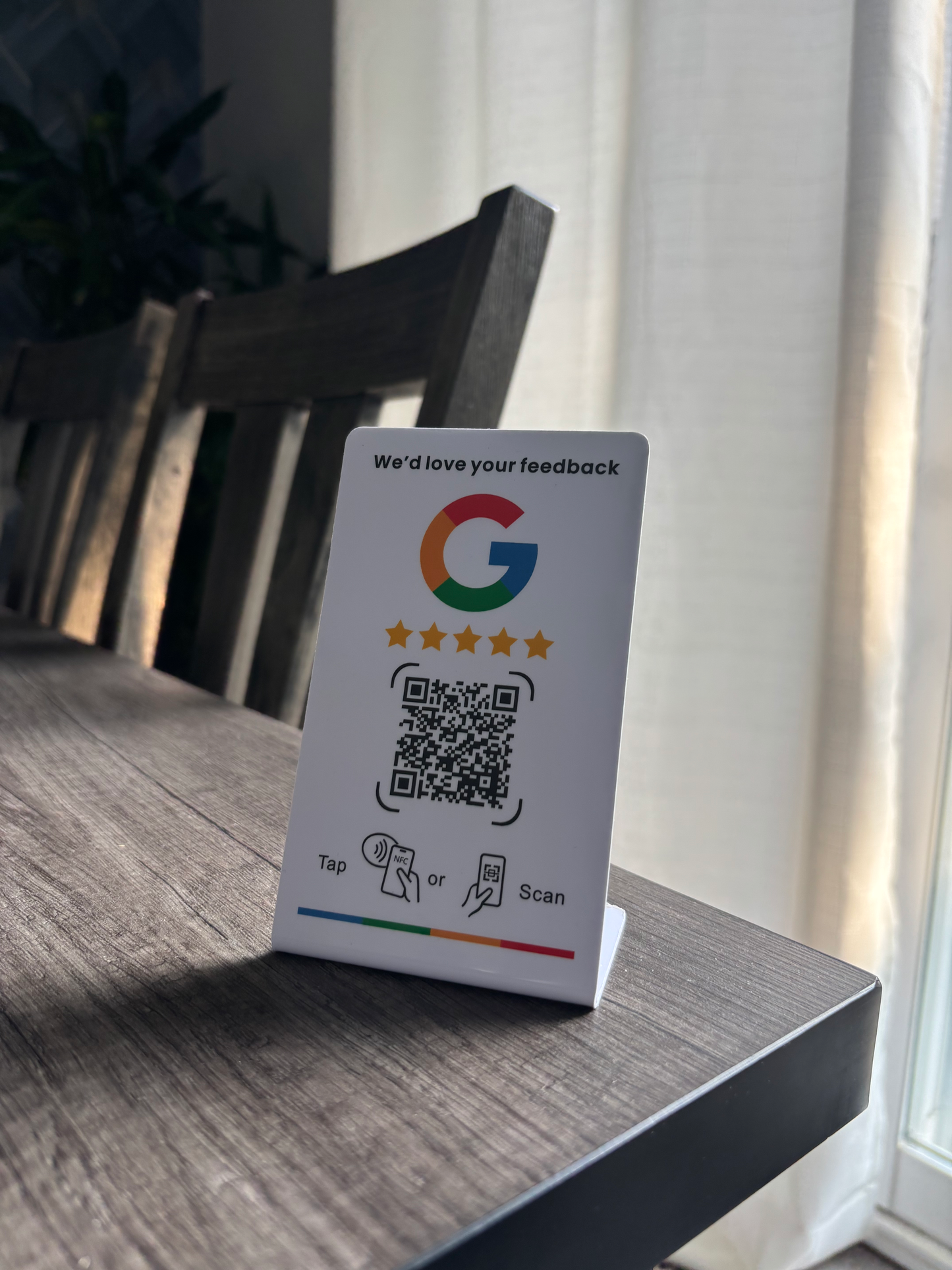 ReviewTapCo Standing Tap Card — Countertop Review Stand