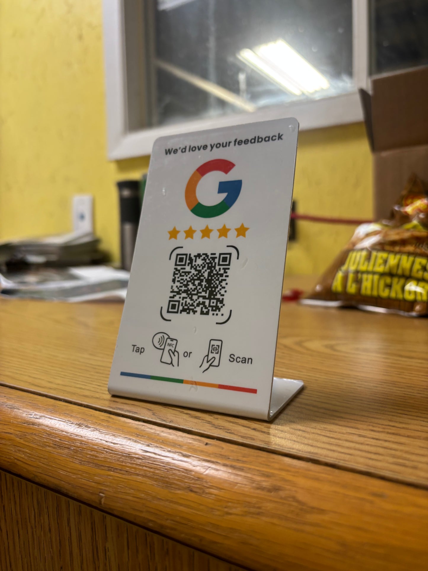 ReviewTapCo Standing Tap Card — Countertop Review Stand