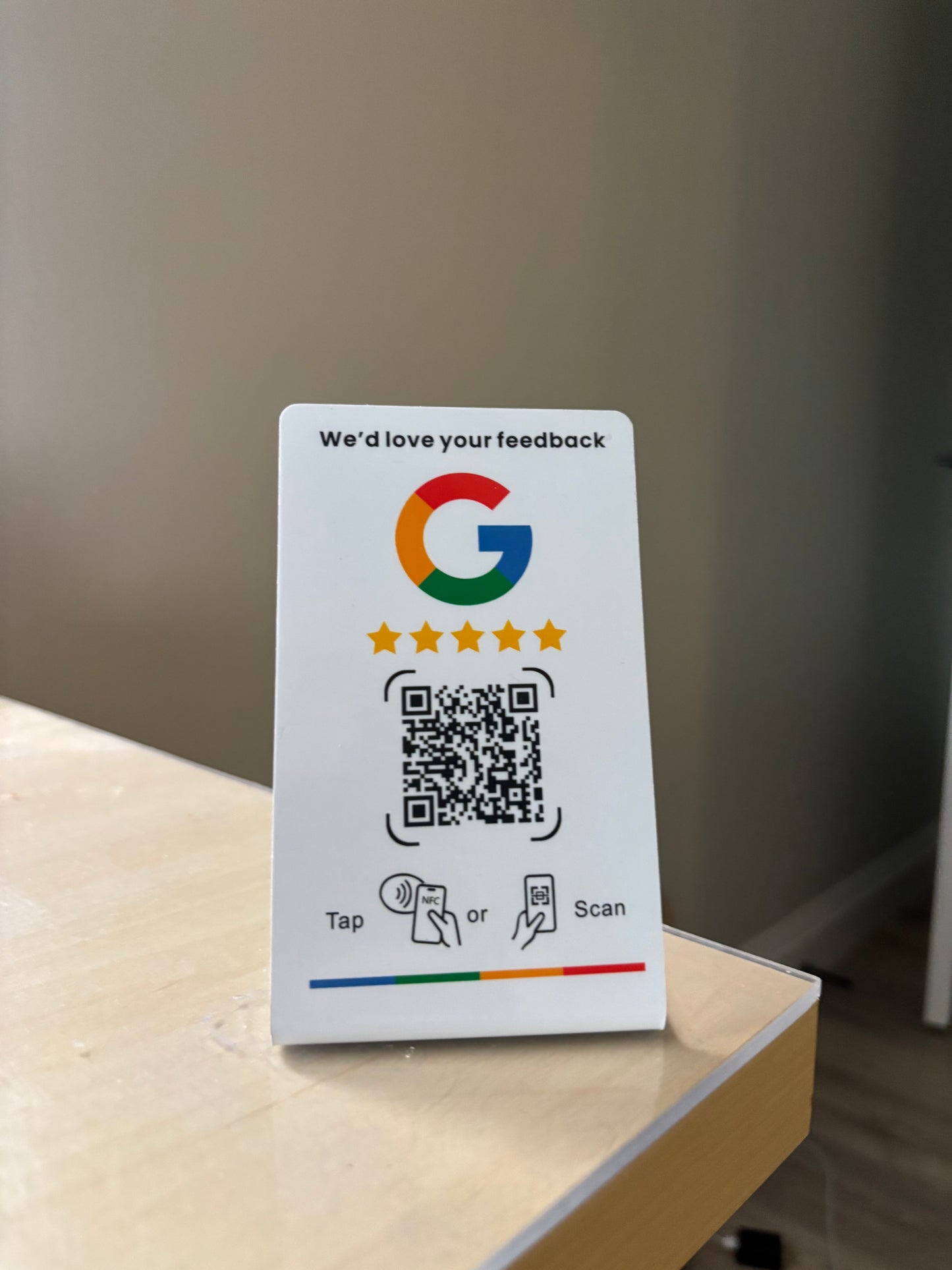 ReviewTapCo Standing Tap Card — Countertop Review Stand
