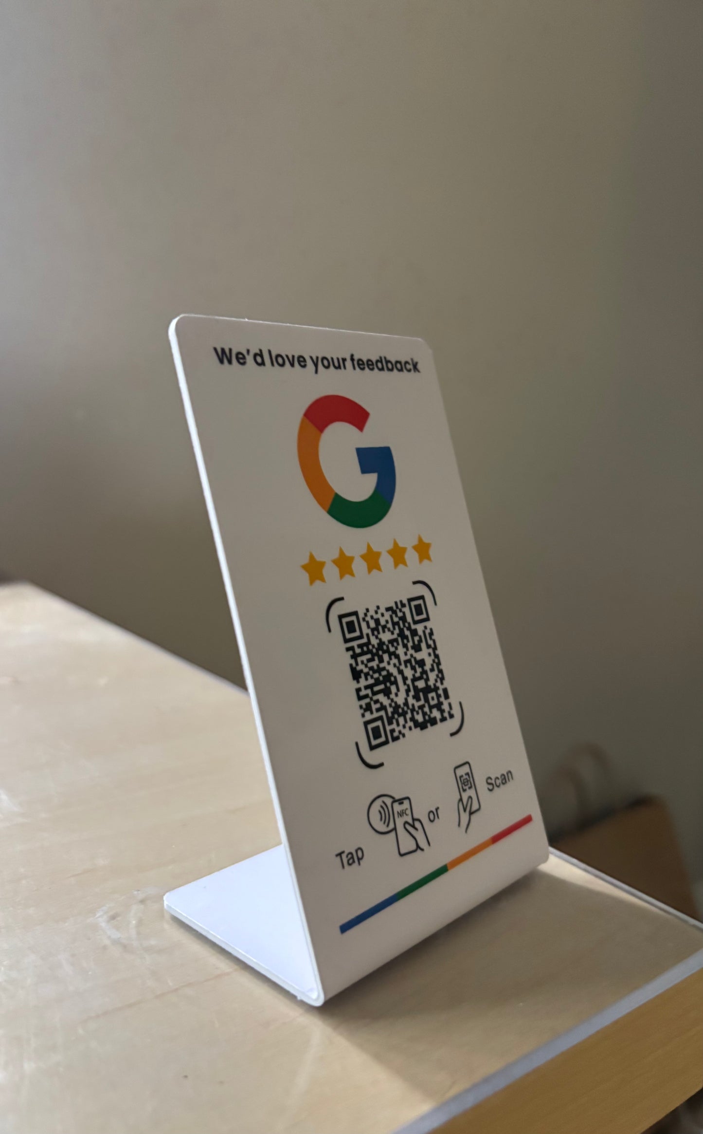 ReviewTapCo Standing Tap Card — Countertop Review Stand