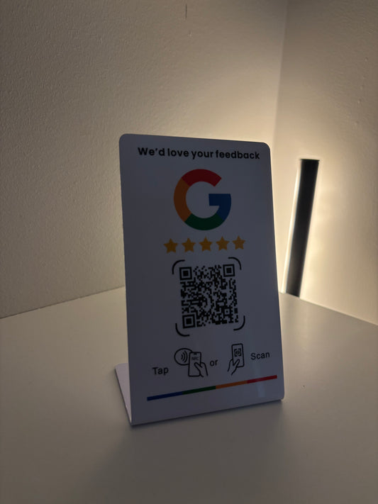 ReviewTapCo Standing Tap Card — Countertop Review Stand